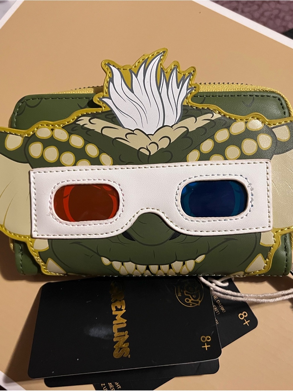 Loungefly Gremlins 3D Glasses Zip Wallet - Olive, Cream, Red & Blue Accents - Picture 5 of 6